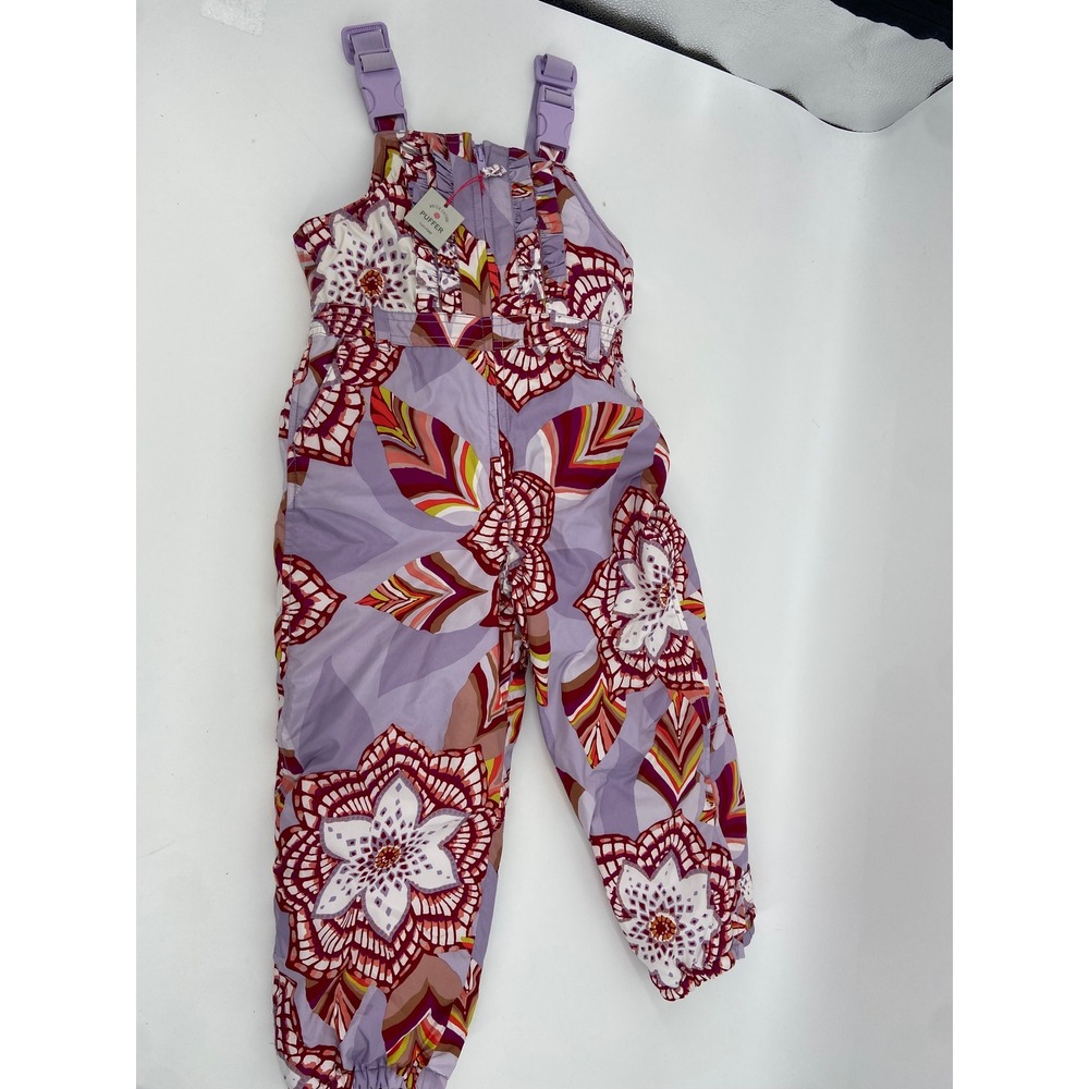 BabyGap Toddler 5 Years Purple Floral Puffer Snow Bibs Winter Edition NWT‎